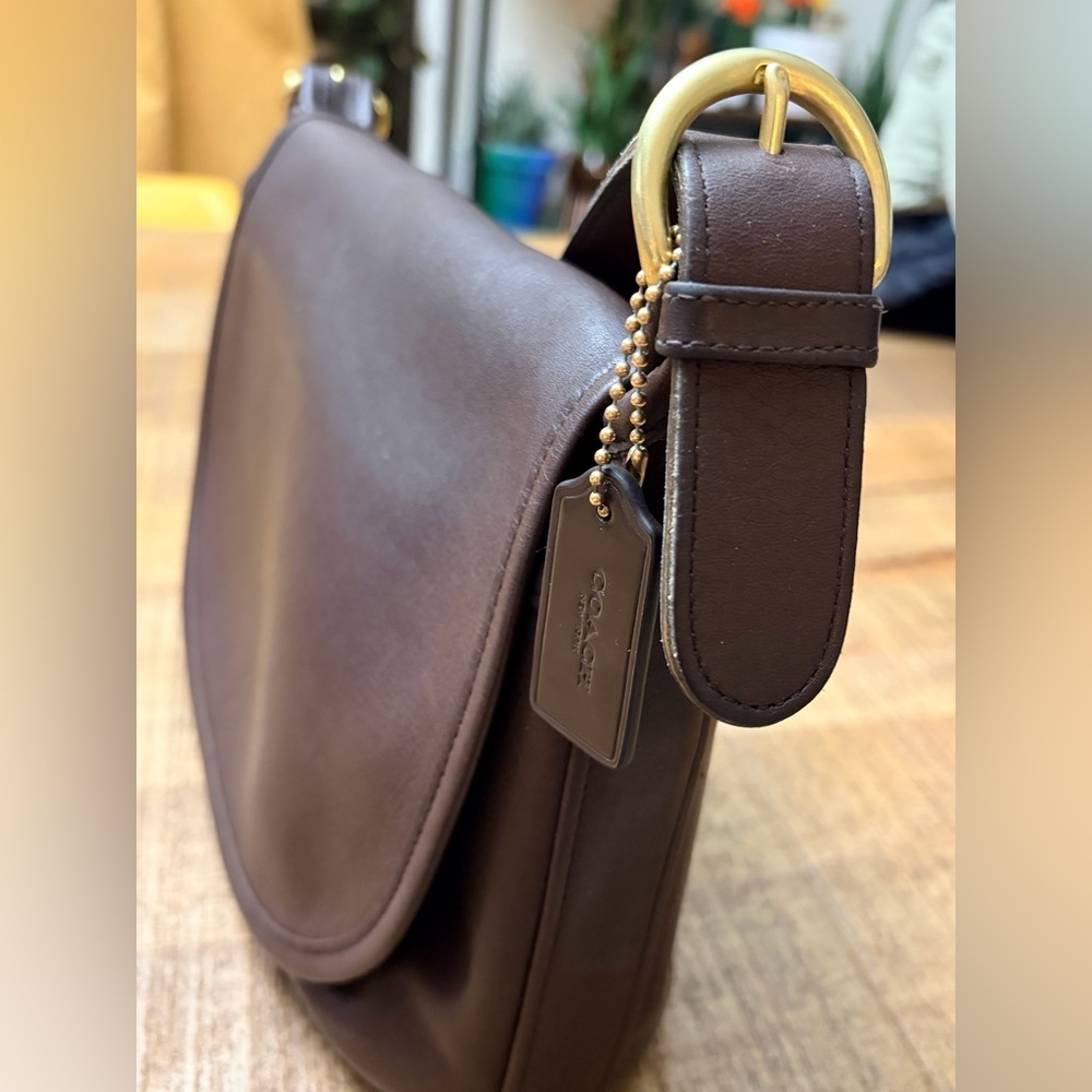 VINTAGE COACH Fletcher Flap Mahogany Leather Shoulder Bag Style 4150 - Picture 3 of 15